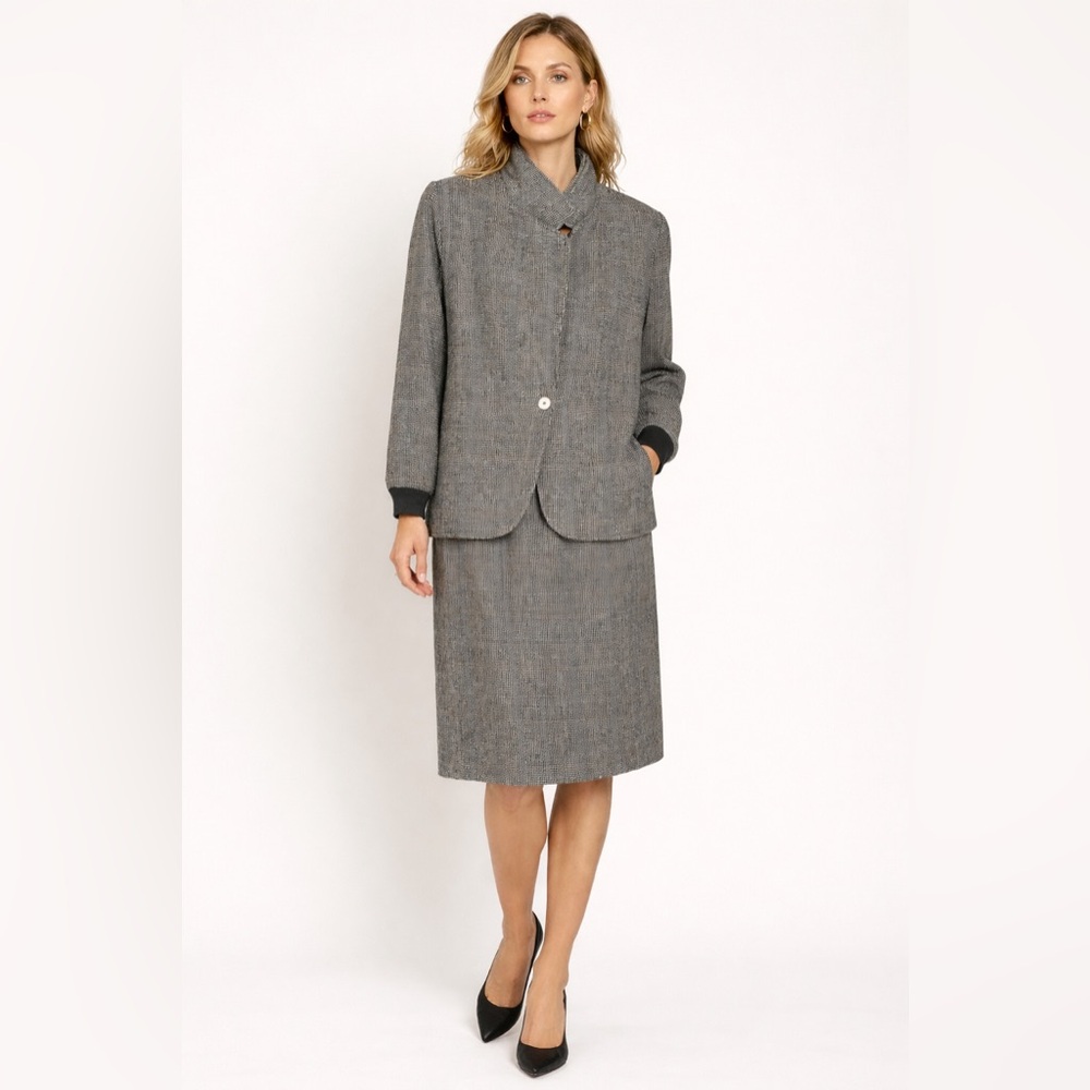 Vintage Schott Wool Skirt Suit Set Y2K Boho Tweed